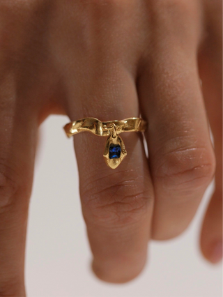 ring ‘magma leaf’ dark blue